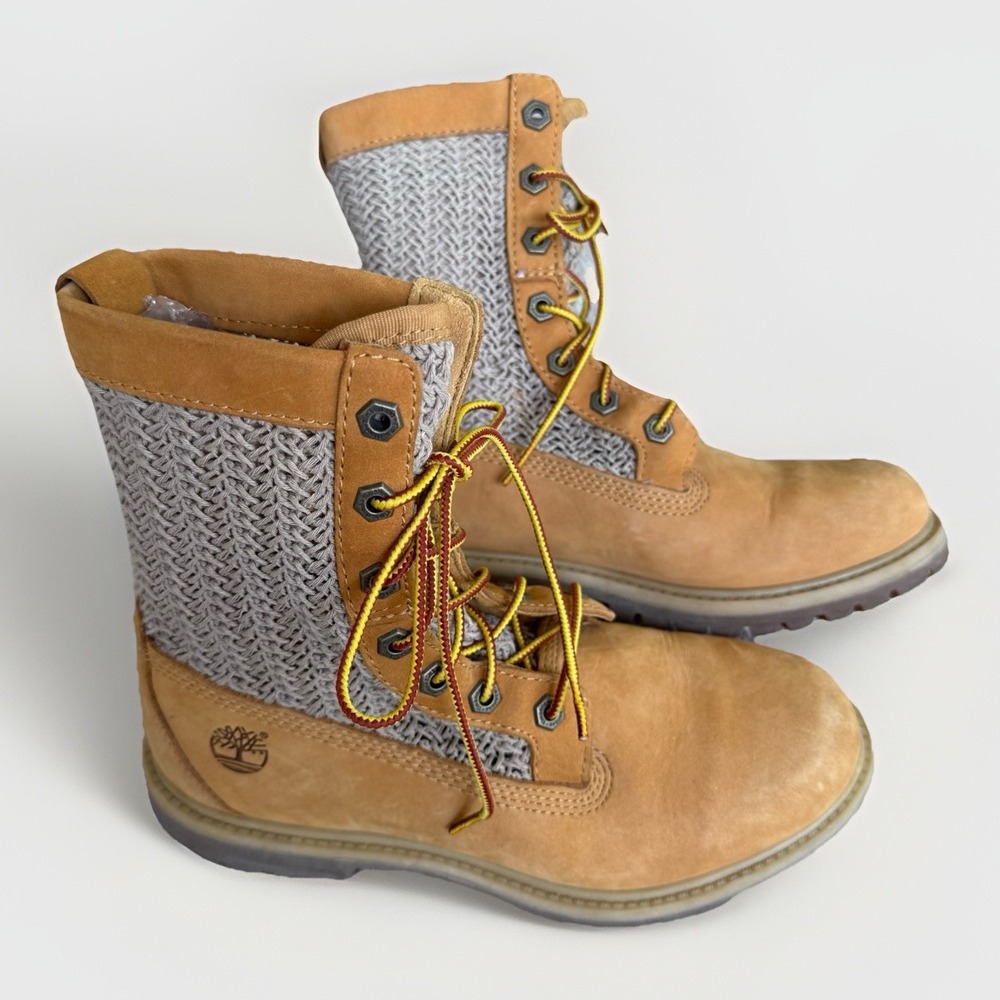 Timberland Womens A13GC Wheat Open Weave Lace-Up Ankle Combat Boots Size US 8